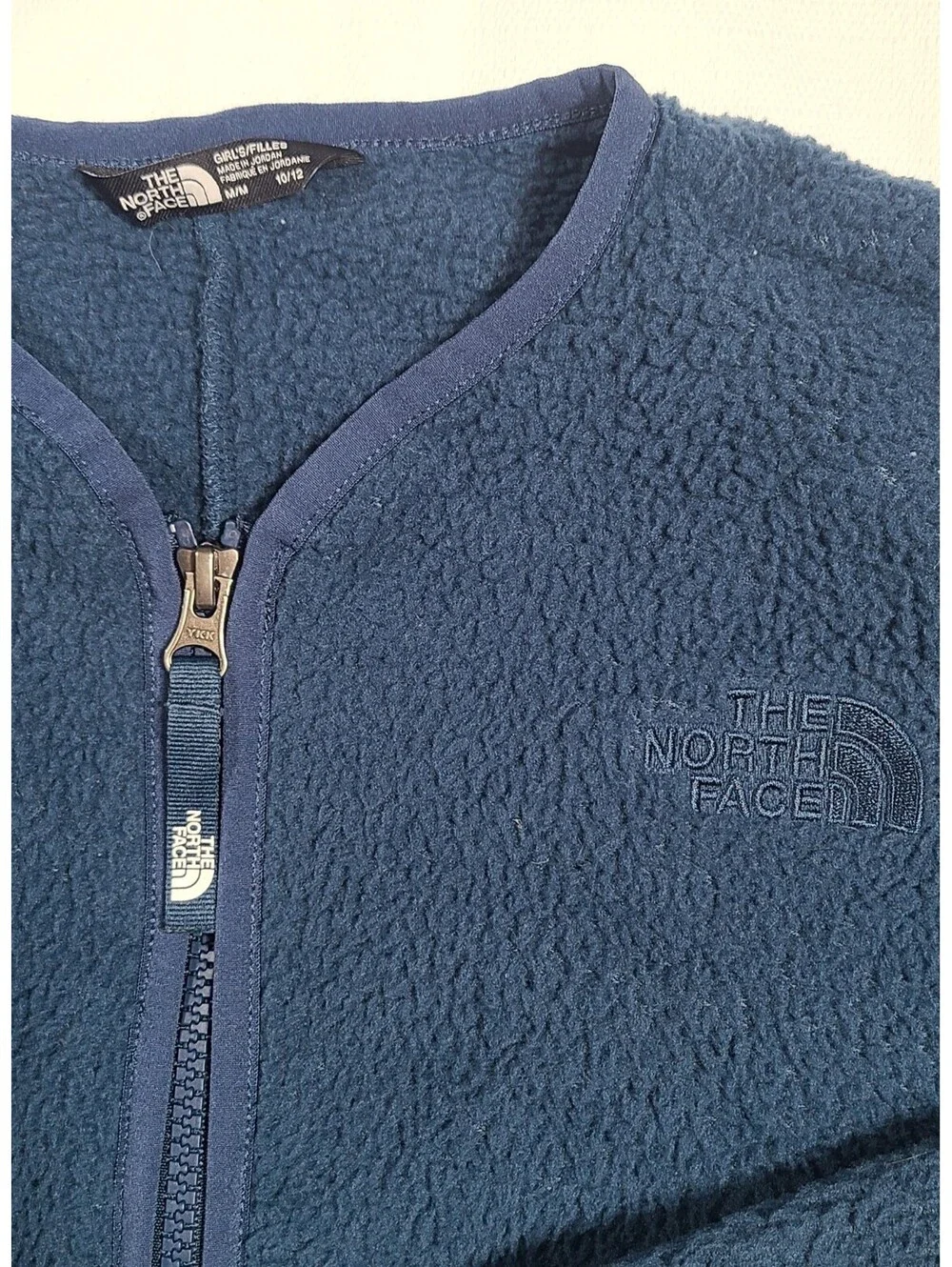 Girls size M, The North Face Navy Blue Fleece Jacket with Front Pockets